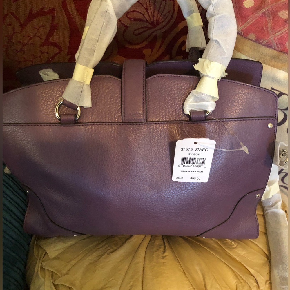 Coach Purple Leather Tote Bag - Picture 2 of 11